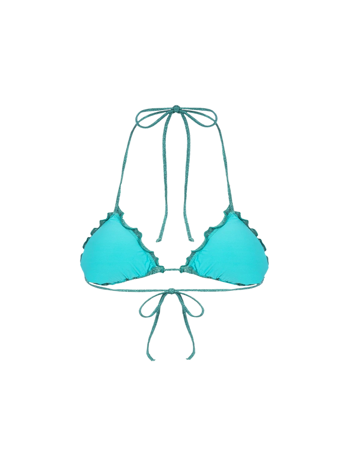 Woman teal lurex classic triangle beach top Sagittarius