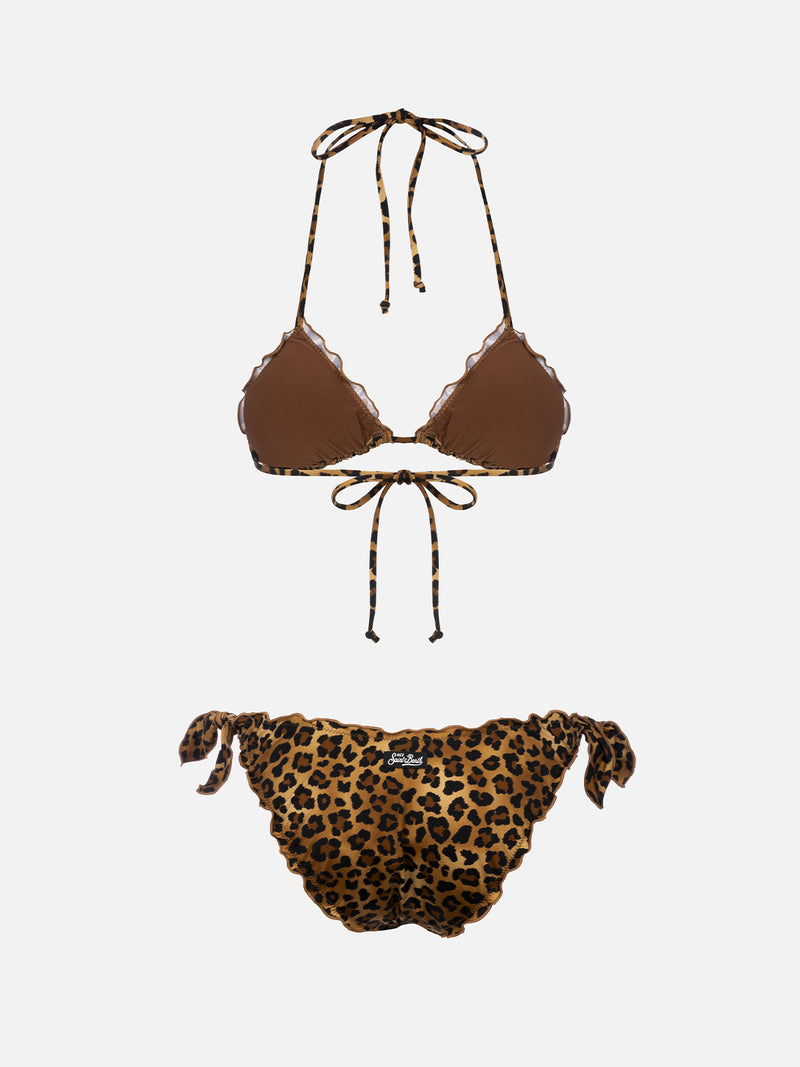 Klassischer Damen-Triangel-Bikini mit Animalier-Motiv Sarius