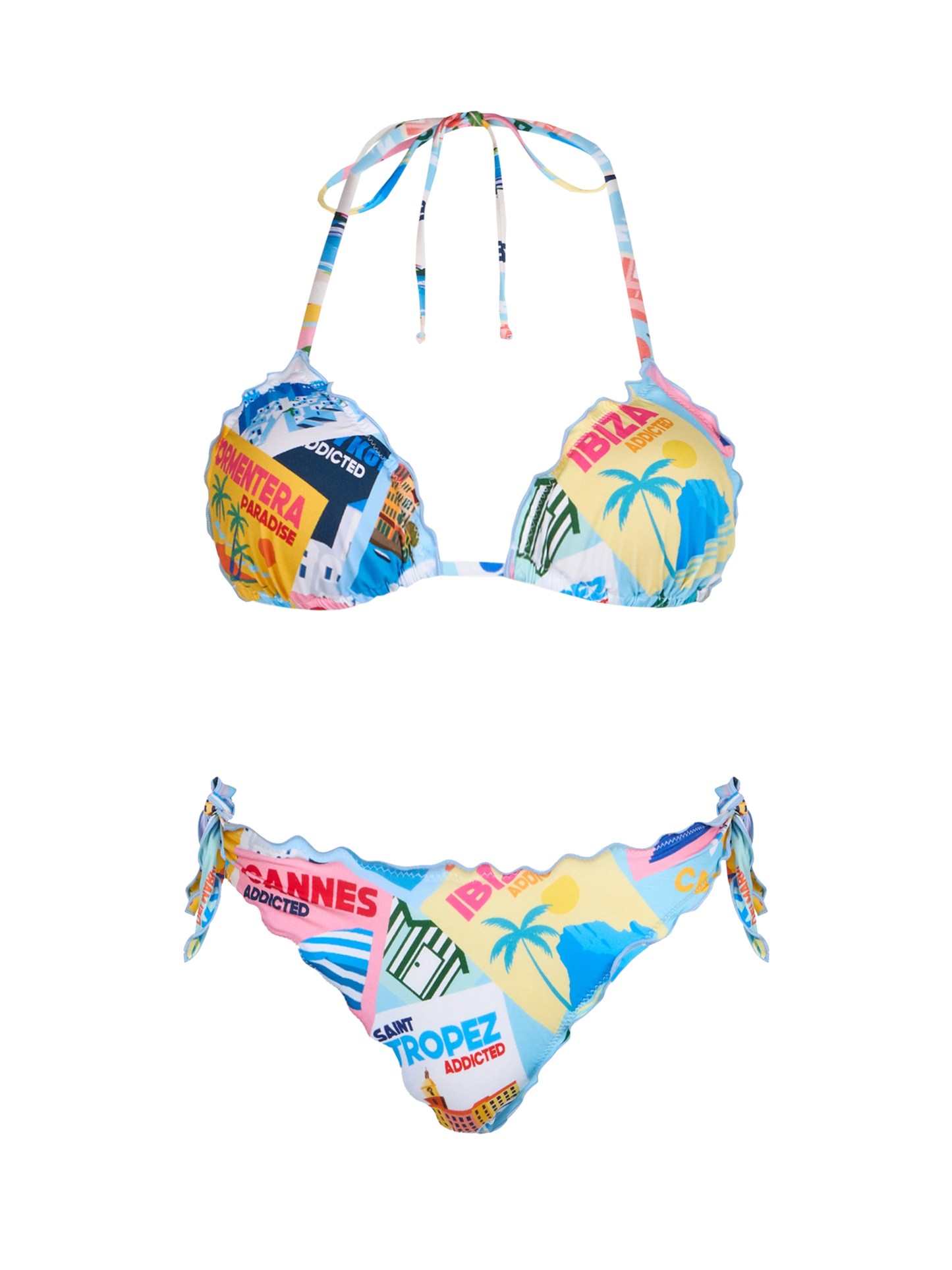 Woman postcard print triangle classic bikini Sarius