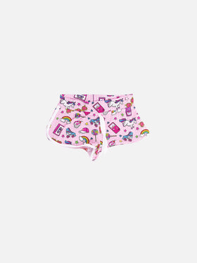 Ninenties patch print girl beach shorts - MC2 Saint Barth