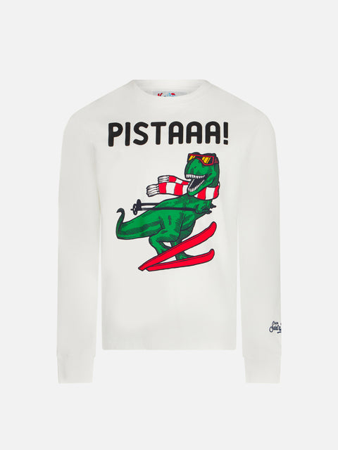 Boy white t-shirt with dinosaur print - MC2 Saint Barth