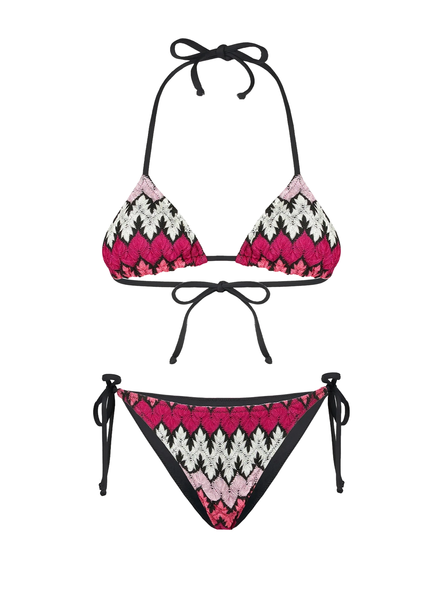 Woman chevron knitted triangle bikini