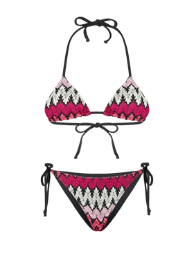 Woman chevron knitted triangle bikini