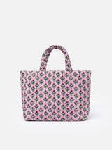 Borsa Soft Tote Mid trapuntata a fiori rosa