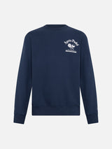 Man crewneck blue sweatshirt with Après Padel print