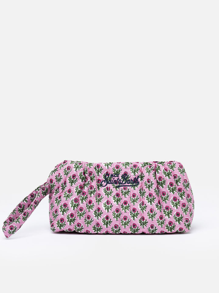 Pochette piccola trapuntata con patch floreale