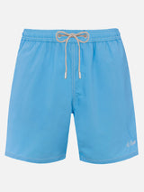 Herren himmelblaue mittellange Badeshorts Patmos