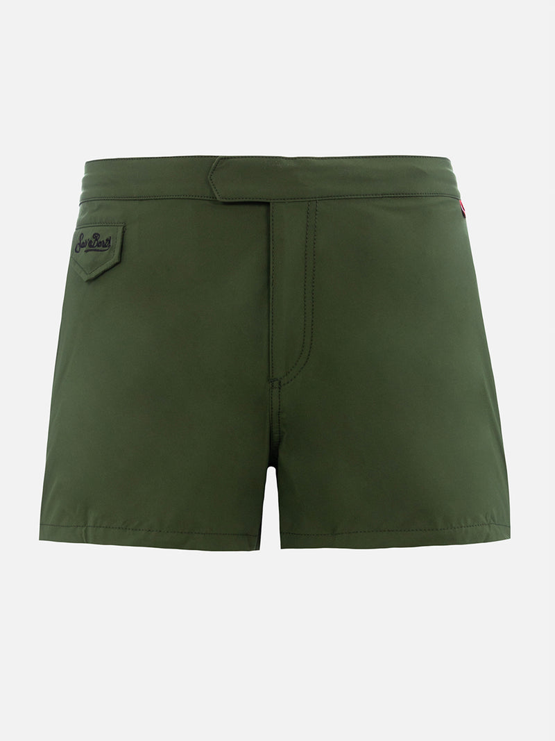 Man military green fitted cut swim shorts Harrys