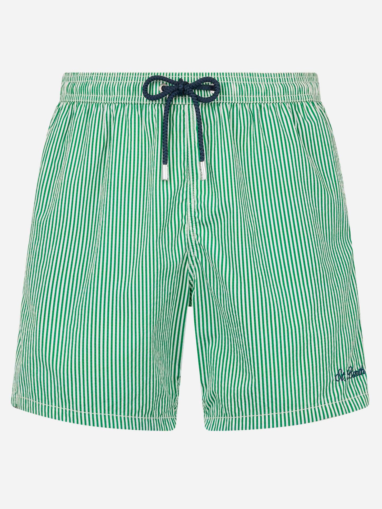 Seersucker green striped classic light swim shorts Patmos