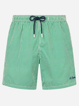 Seersucker green striped classic light swim shorts Patmos