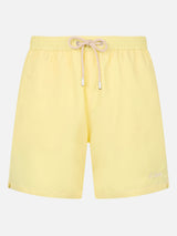 Hellgelbe mittellange Herren-Badeshorts Patmos