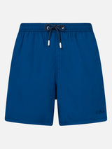 Costume mare Patmos in seersucker a righe blu navy
