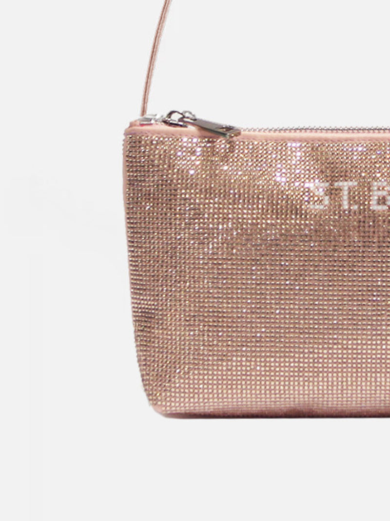 Borsa mini con strass rose gold