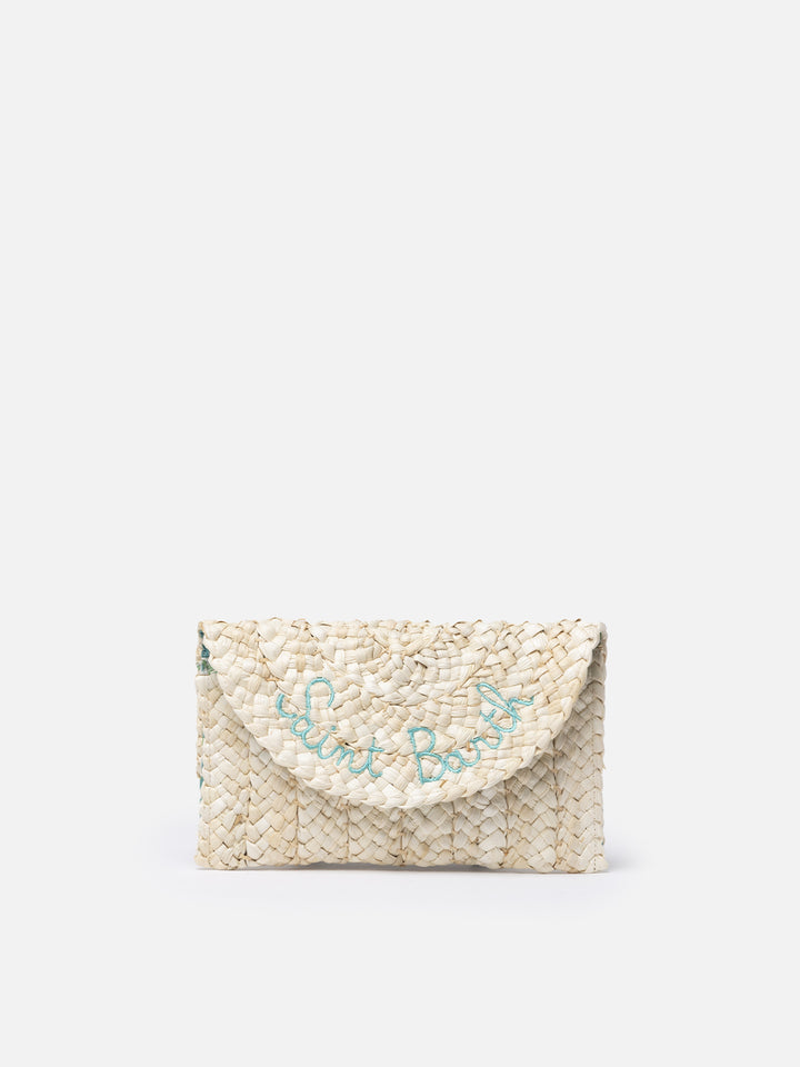 Umschlagclutch aus Stroh mit Saint-Barth-Stickerei