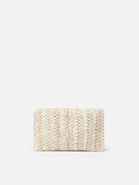 Umschlagclutch aus Stroh mit Saint-Barth-Stickerei
