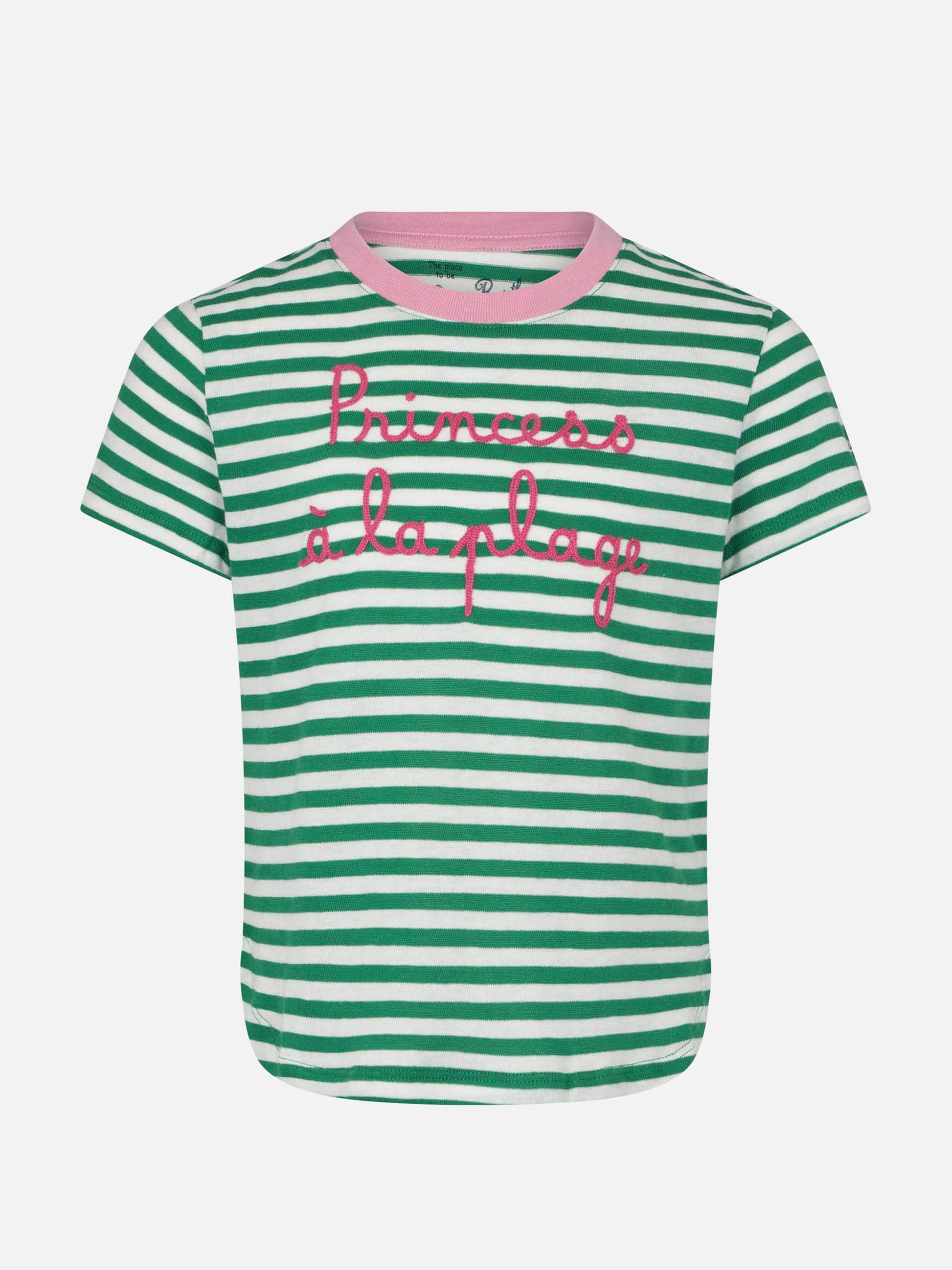 Girl t-shirt with stripes and embroidery - MC2 Saint Barth