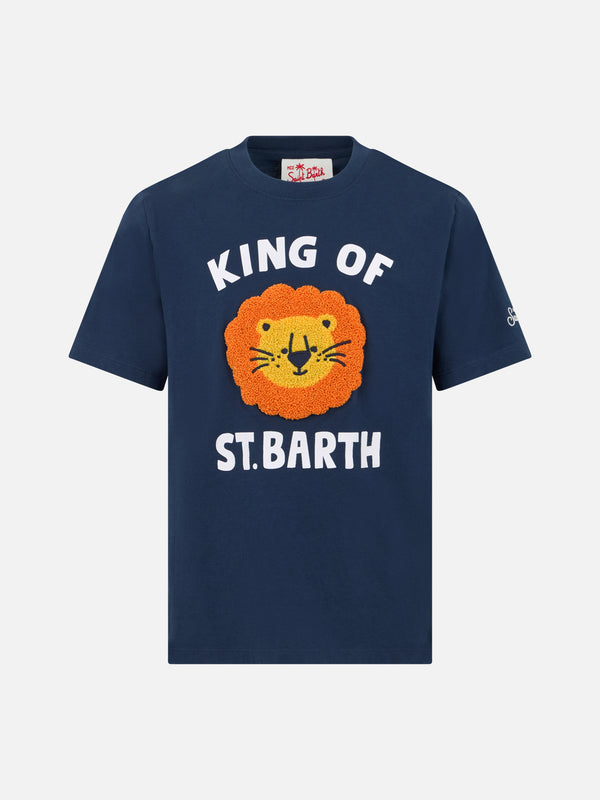 T-shirt da bambino in cotone con patch in spugna King of St. Barth