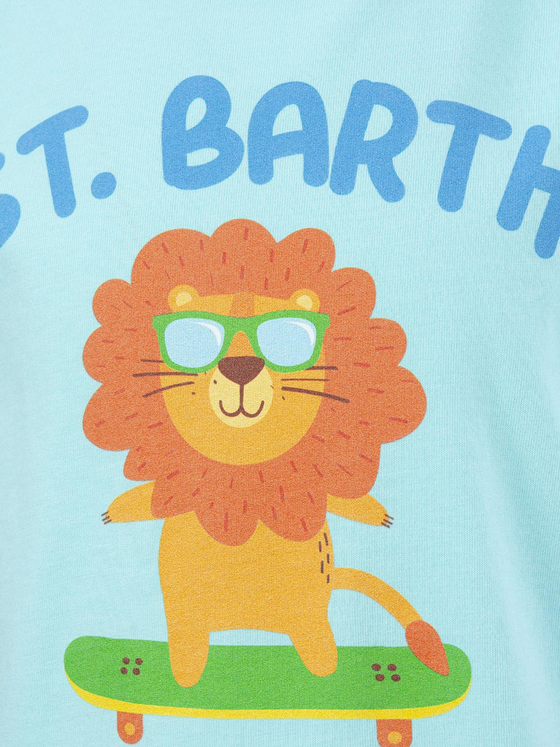 Baumwoll-T-Shirt für Jungen mit „St. Barth Best Skater Lion“-Aufdruck