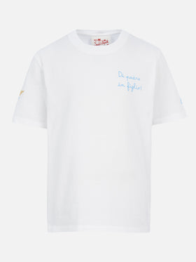 Boy cotton t-shirt with Di Padre in Figlio embroidery | SS LAZIO SPECIAL EDITION - MC2 Saint Barth