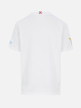 Boy cotton t-shirt with Di Padre in Figlio embroidery | SS LAZIO SPECIAL EDITION - MC2 Saint Barth