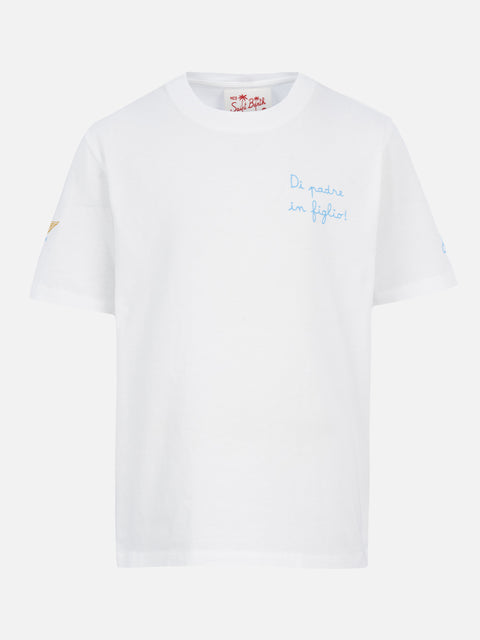 Cotton t-shirt with Di Padre in Figlio embroidery | SS LAZIO SPECIAL EDITION - MC2 Saint Barth