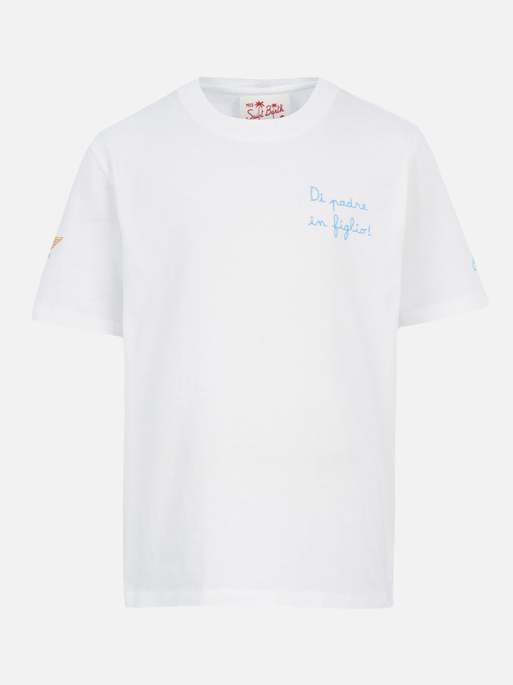Cotton t-shirt with Di Padre in Figlio embroidery | SS LAZIO SPECIAL EDITION - MC2 Saint Barth