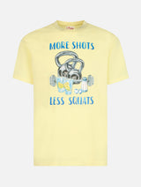 Man cotton t-shirt with More Shots Less Squats placed print