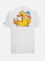 Man cotton t-shirt with Cryptopuppets Ducky Aperitif front and back placed print | CRYPTOPUPPETS SPECIAL EDITION