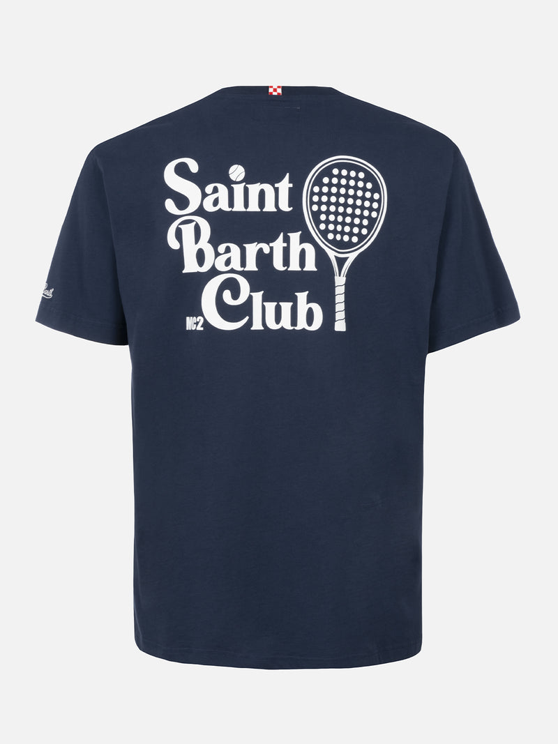 Herren-T-Shirt aus Baumwolle mit Aufdruck des Saint Barth Padel Club auf der Vorder- und Rückseite