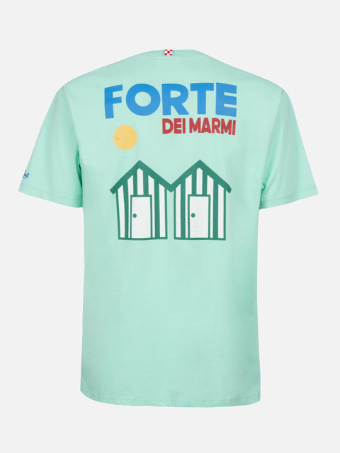 Man cotton t-shirt with Forte dei Marmi postcard placed print - MC2 Saint Barth