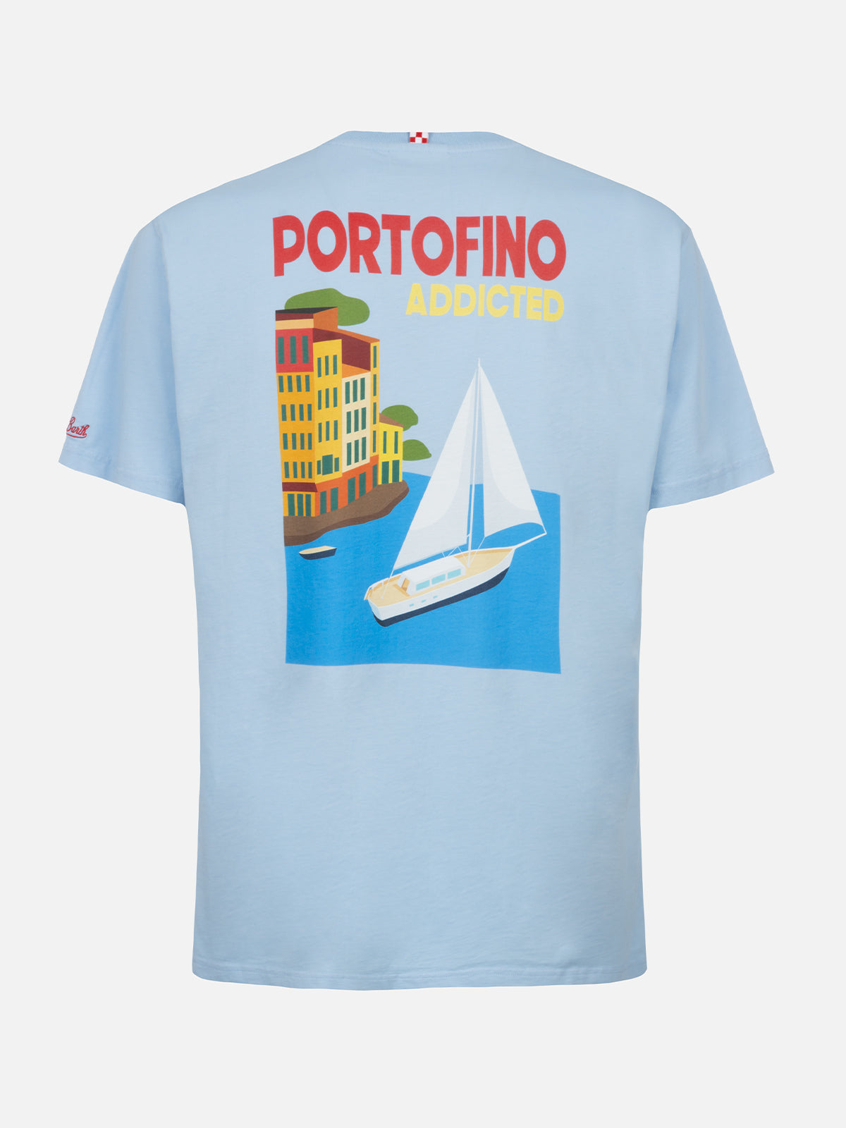 Man cotton t-shirt with Portofino Addicted postcard placed print - MC2 Saint Barth