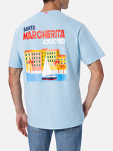 T-shirt da uomo in cotone con stampa piazzata cartolina Santa Margherita Addicted