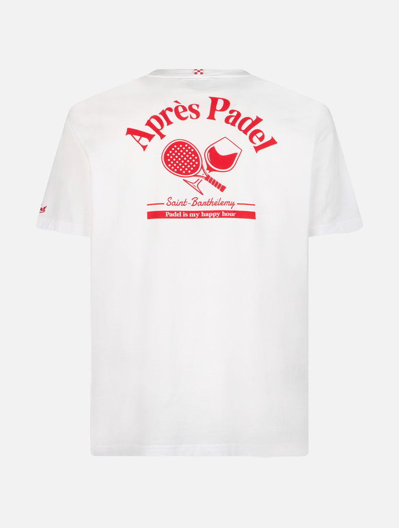 Herren-T-Shirt aus Baumwolle mit platziertem Aprés Padel-Aufdruck