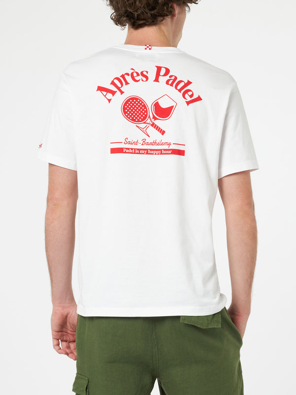 Herren-T-Shirt aus Baumwolle mit platziertem Aprés Padel-Aufdruck