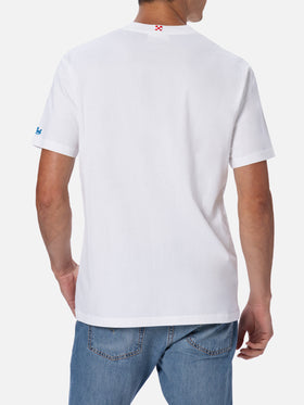 Man cotton t-shirt with Snoopy padel print and embroidery| SNOOPY PEANUTS™ SPECIAL EDITION