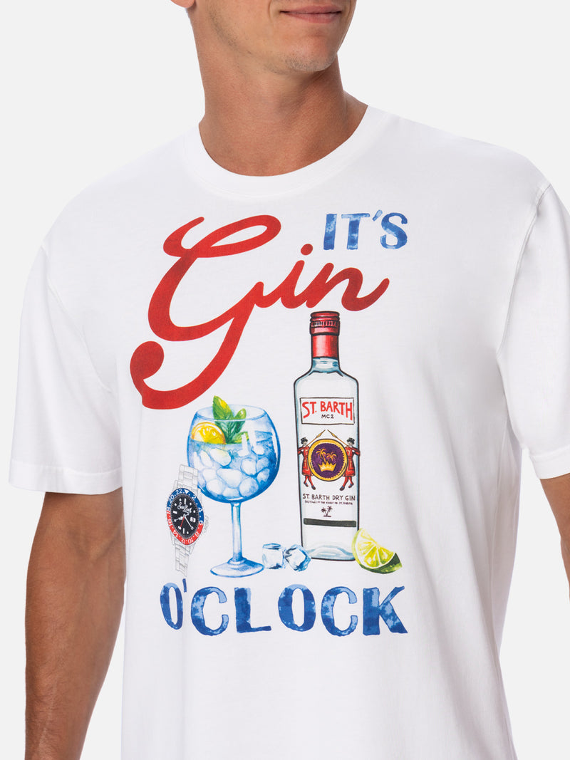 T-shirt da uomo in cotone con stampa piazzata It's Gin o'clock