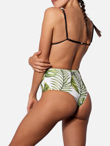 Triangel-Bikini mit tropischem Blätter-Jumbo-Print