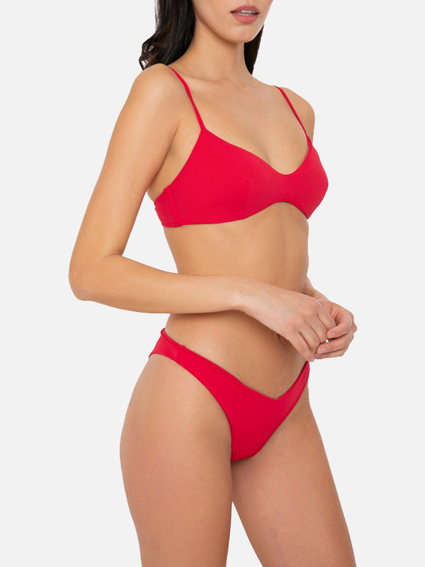 Bikini a bralette rosso da donna