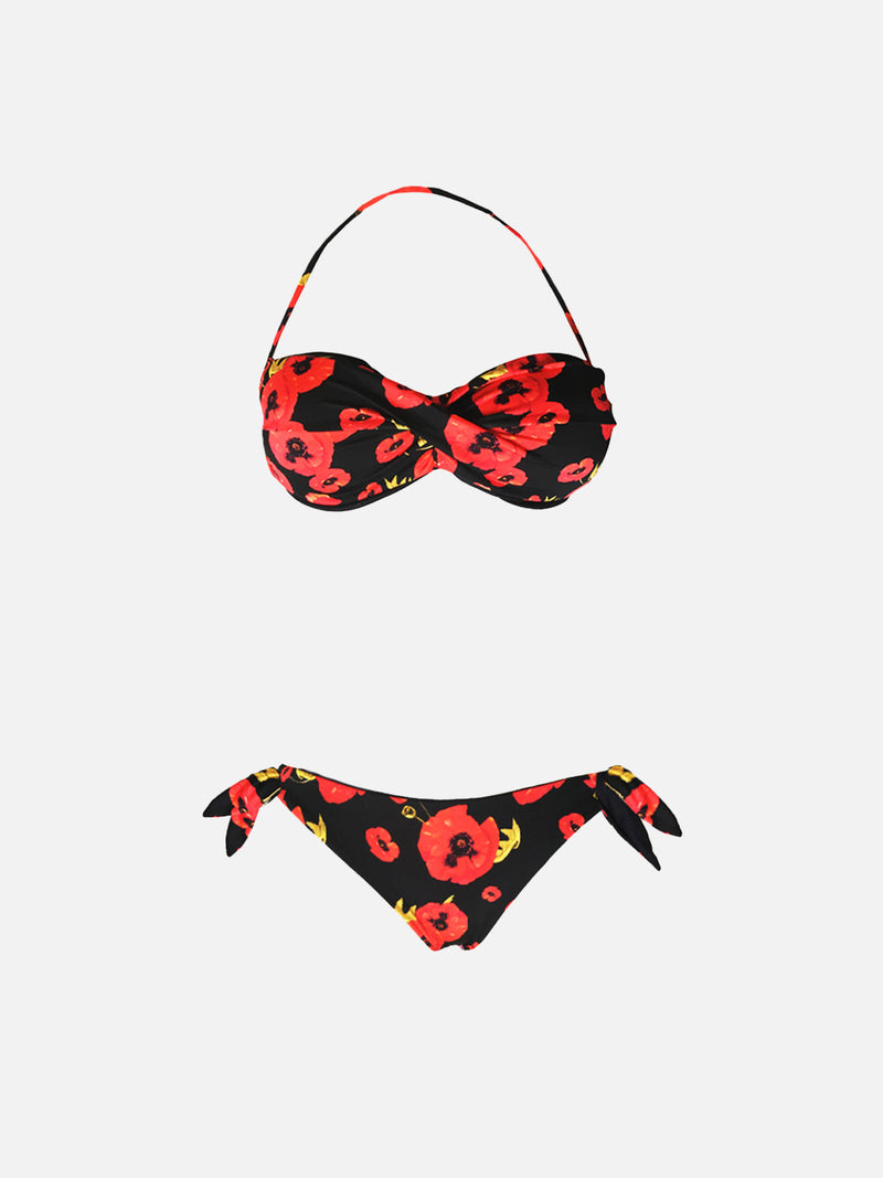 Bikini a fascia con stampa fiori