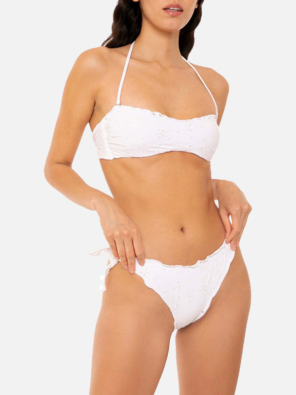 Bikini da donna a fascia Sangallo bianco