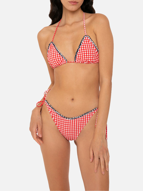 Damen-Triangel-Bikini mit Gingham-Print