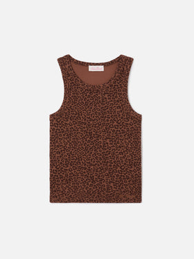 Leopard print ribbed Ada tank top with embroidery
