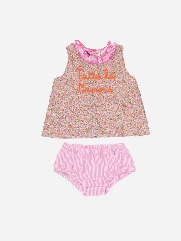 Abito Abbie in cotone per neonata Hanna Rose con top e calzoncini | REALIZZATO CON TESSUTO LIBERTY