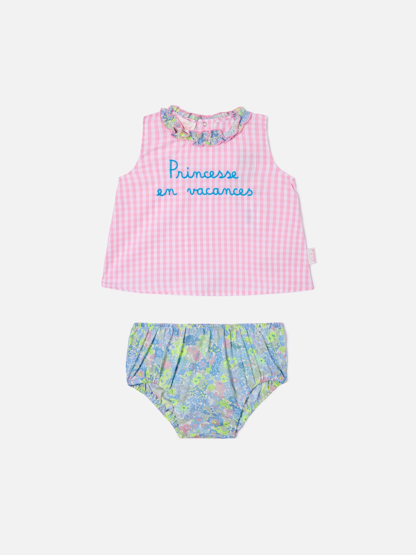 Abbie top and bloomer set with Principesse en vacances embroidery | Made with Liberty Fabric