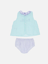 Baby-Gingham-Baumwollkleid Abbie mit Oberteil und Pumphose