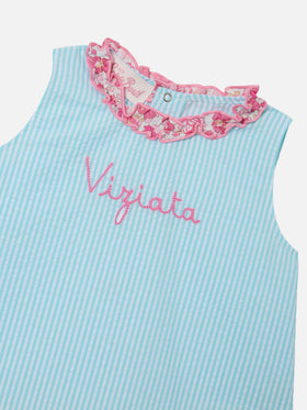 Abbie top and bloomer set with Viziata embroidery | Made with Liberty Fabric