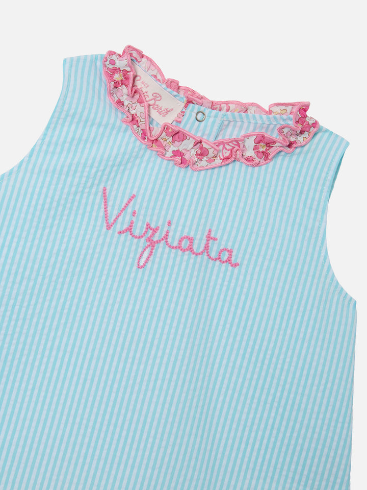 Set Abbie scamiciato e copri pannolino con ricamo Viziata | Made with Liberty Fabric