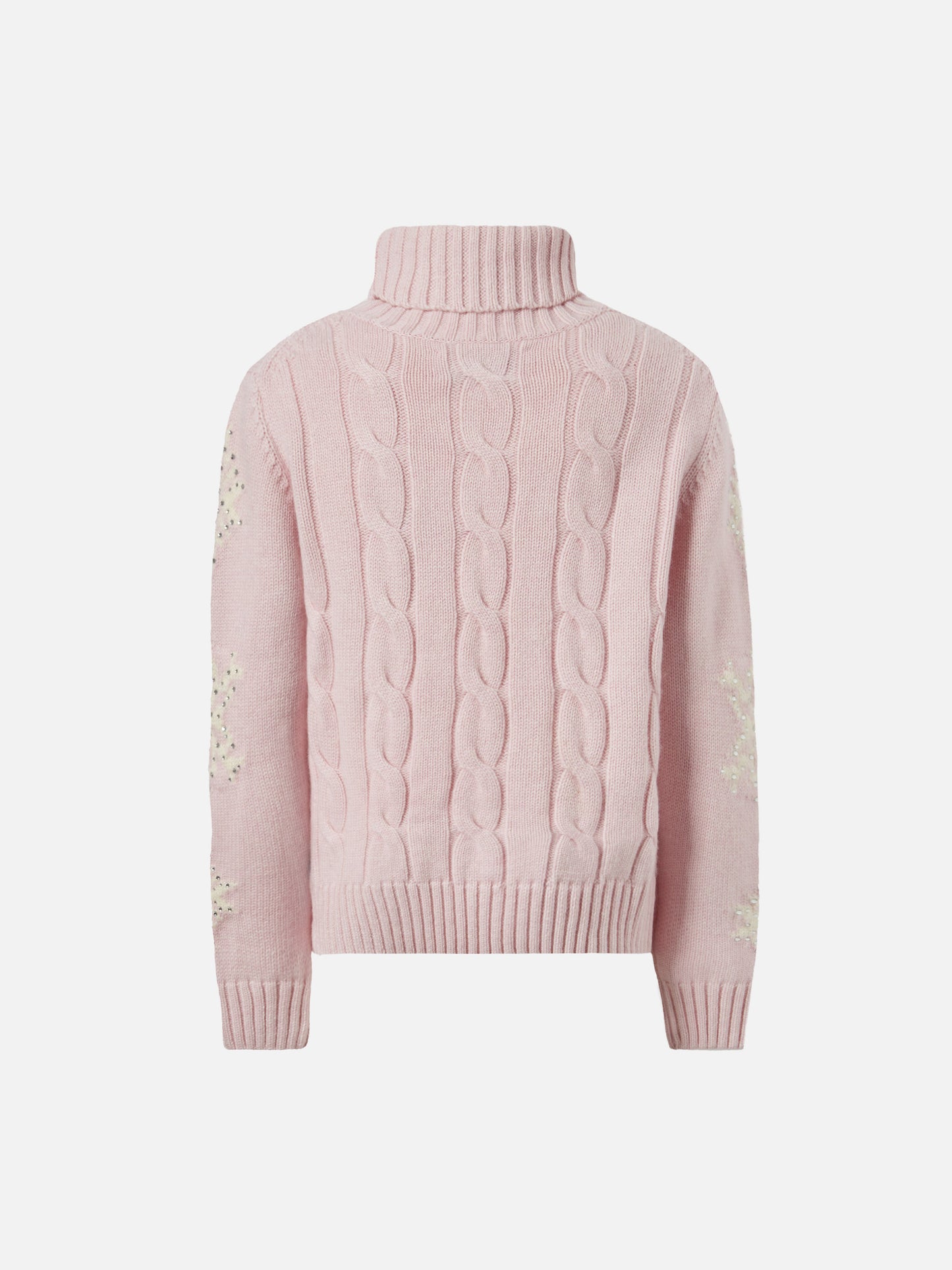 Adler Jr Rollkragenpullover mit Zopfmuster und Strassverzierungen in Schneeflockenform