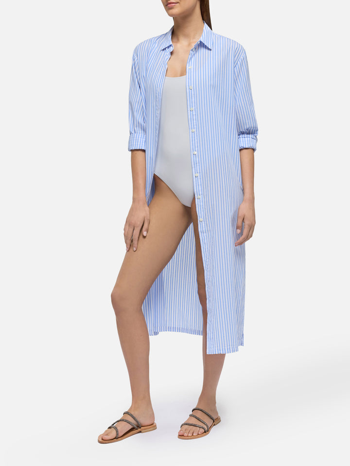 Adeline Baumwoll-Maxikleid mit Streifendruck