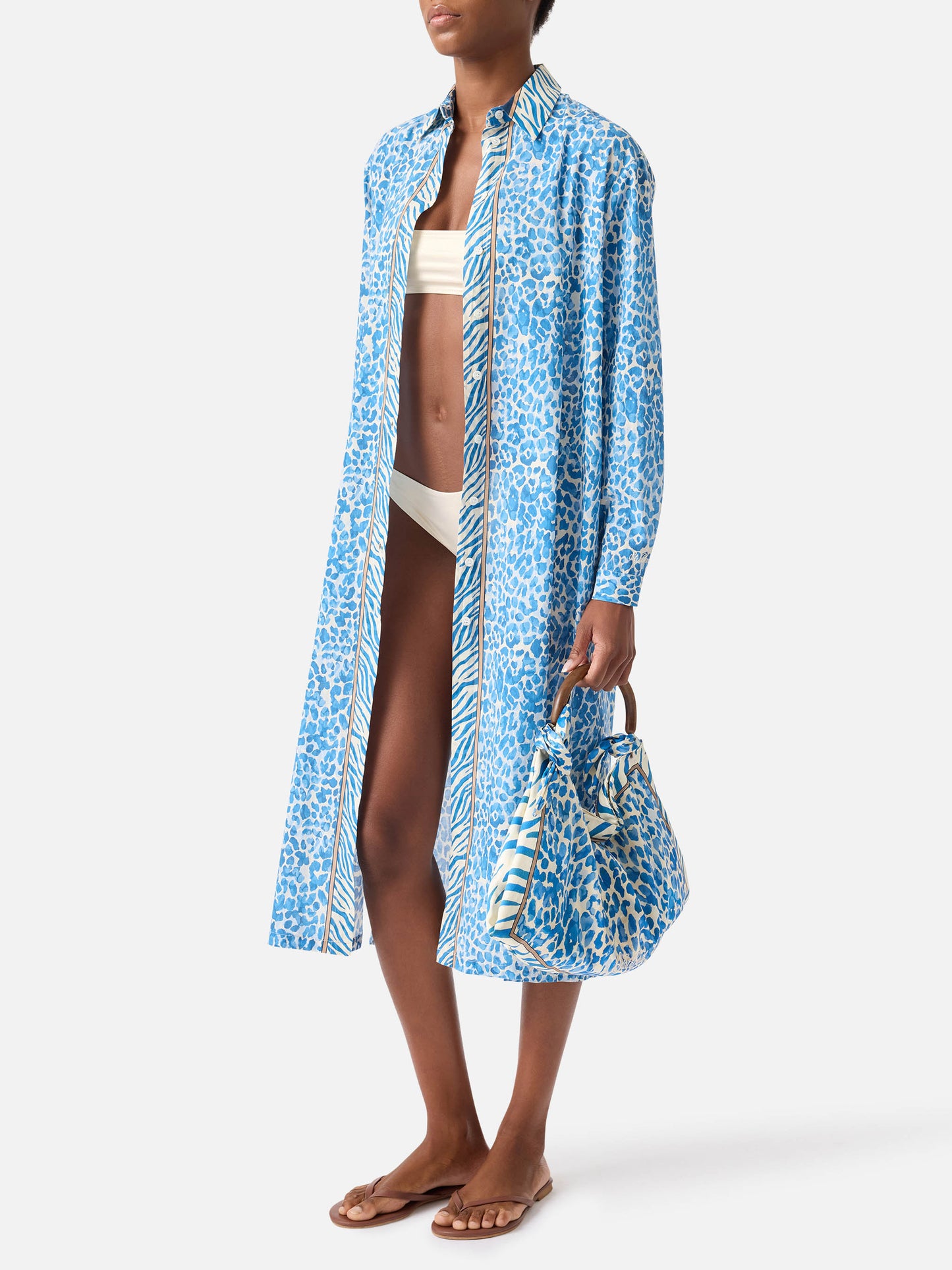 Long Adeline dress with leopard animal print